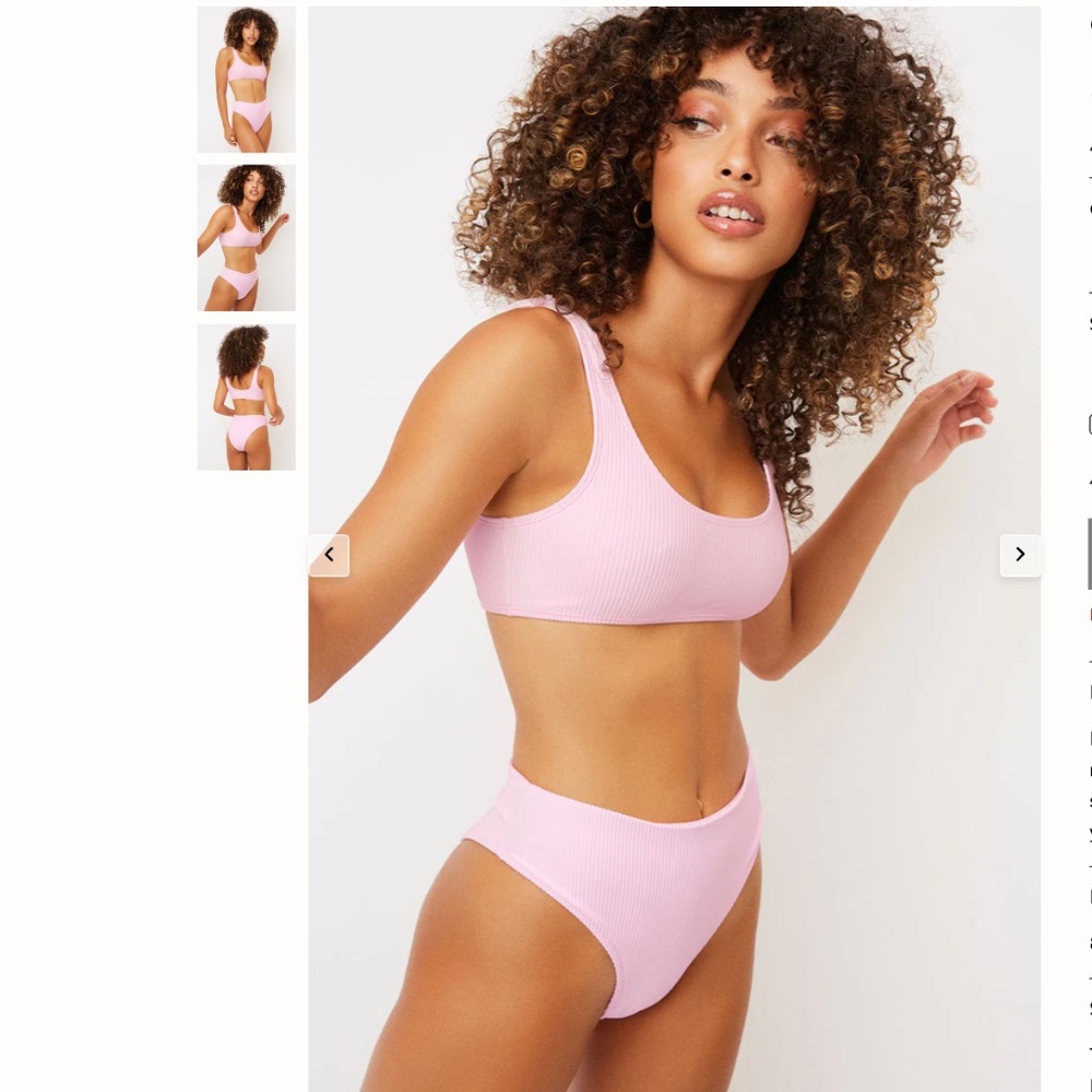 Frankies Bikinis Connor Ribbed Scoop Bikini Top Light Pink XS New with Tags NWT